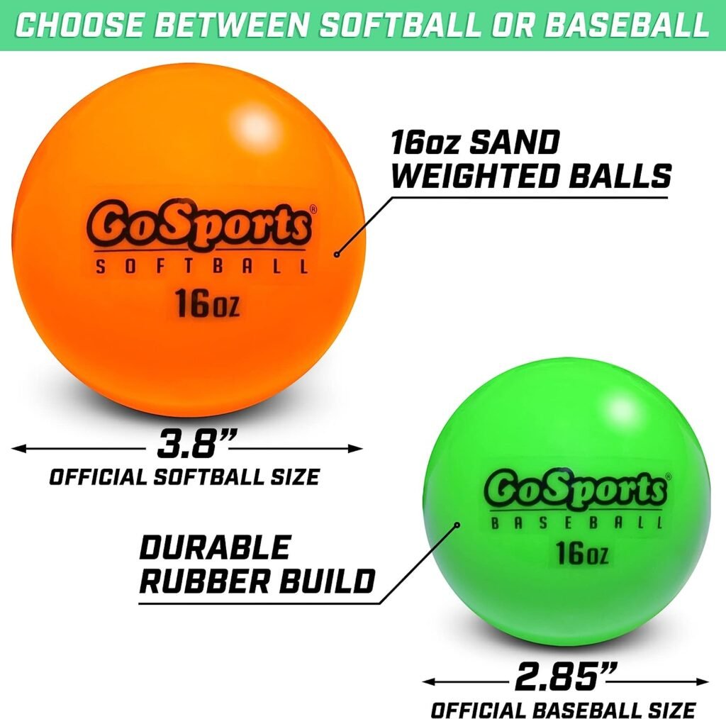 GoSports Weighted Training Balls - Hitting  Pitching Training for All Skill Levels - Improve Power and Mechanics, Choose Baseball or Softball
