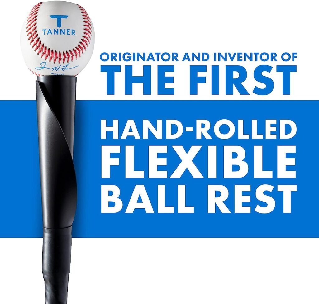 Tanner TEE The Original Premium Pro-Style Baseball/Softball Batting Tee with Tanner Original Base, Patented Hand-Rolled Flextop, Adjustable Height: 26 to 43 inches