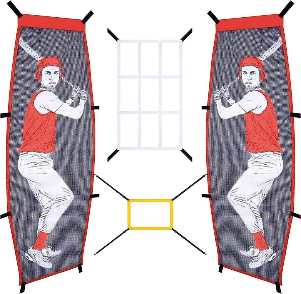 4 Pack Baseball Softball Pitching net-Practice Pitching Net with Strike Zone-Baseball Training Equipment Accuracy Training Strike Zone Pitching Target for Baseball Training Equipment for Youth