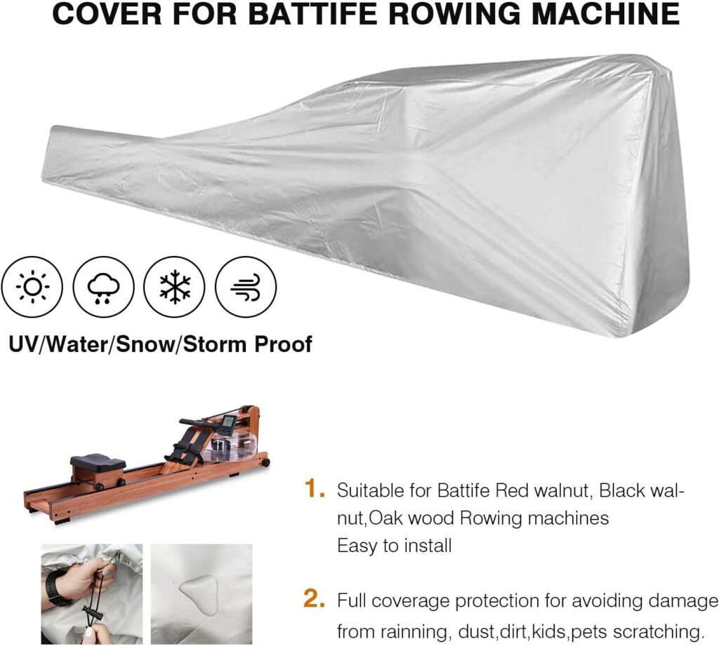 BATTIFE Accessories for Water Rowing Machine Cover Silver Waterproof Dust-Proof Sun-Proof for Home Use Indoor Or Outdoor