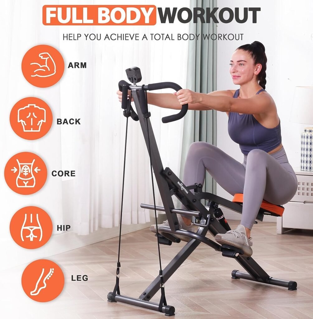 BODY RHYTHM Squat Assist Row-N-Ride Trainer,Total Crouch Full Body Workout Cardio Fitness Strength Equipment for Glutes/Quads/Abs/Thighs/Arms/Butt Workout