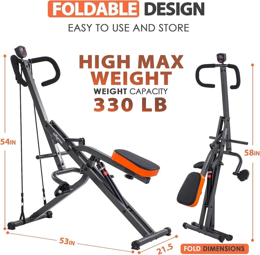 BODY RHYTHM Squat Assist Row-N-Ride Trainer,Total Crouch Full Body Workout Cardio Fitness Strength Equipment for Glutes/Quads/Abs/Thighs/Arms/Butt Workout