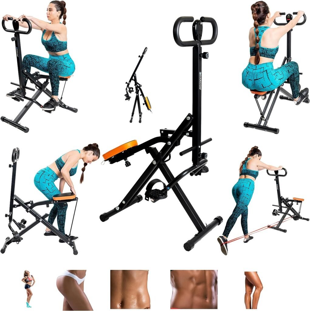 DARCON Squat Machine Exercise Equipment - Squat Ab Rowing Machine for Abs - Home Workout Equipment for Women-Men, Power Rider Row Squat for Glutes, Legs and Full Body Workouts