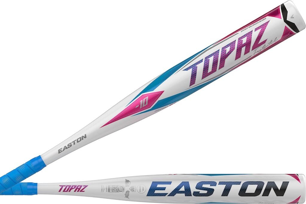 Easton TOPAZ Fastpitch Softball Bat | -10 | 1 Pc. Aluminum | Approved for All Fields