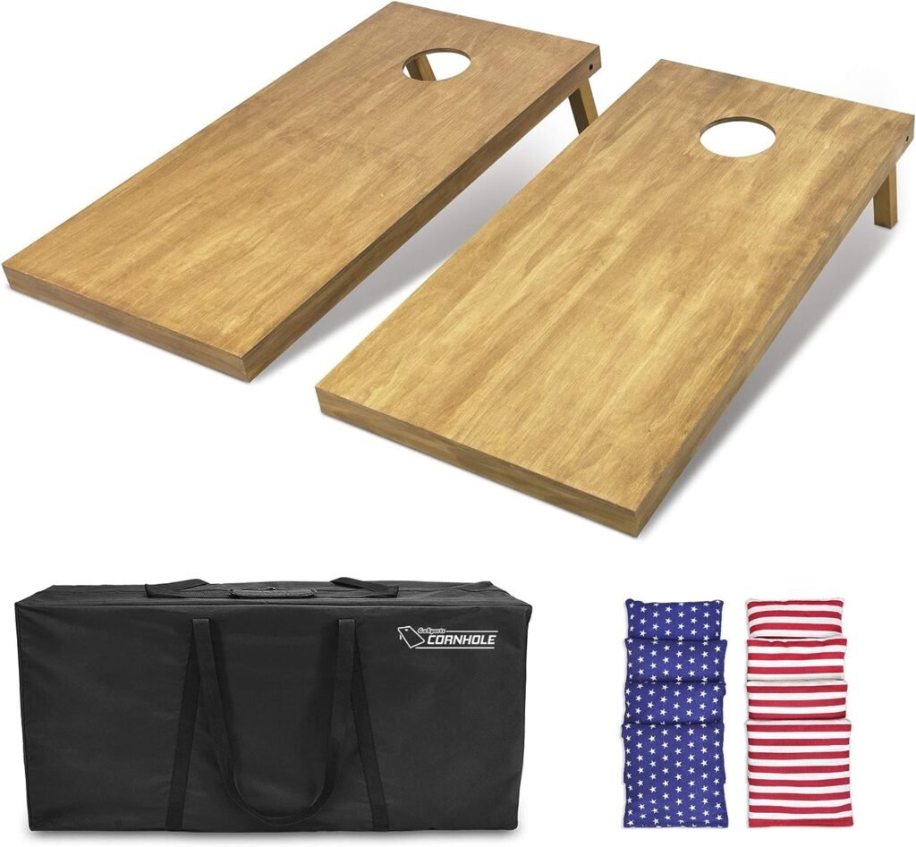 GoSports 4 ft x 2 ft Regulation Size Wooden Cornhole Boards Set - Includes Carrying Case - Full Regulation Size Bean Bag Toss Boards