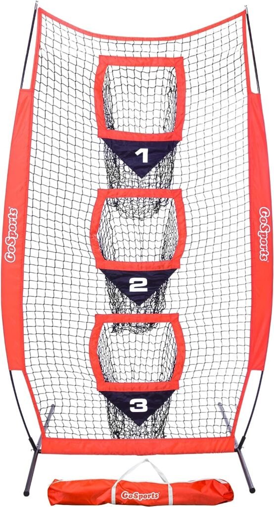 GoSports 8 ft x 4 ft Football Training Vertical Target Net - Improve QB Throwing Accuracy - Includes Bow Type Frame and Portable Carry Case