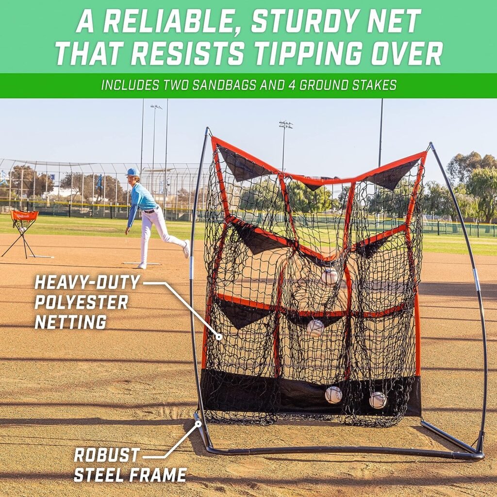 GoSports 9 Pocket Baseball and Softball Pitching Strike Zone Target Net