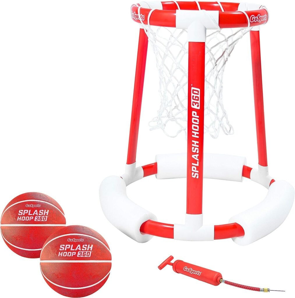 GoSports Splash Hoop 360 Floating Pool Basketball Game | Includes Hoop, 2 Balls and Pump