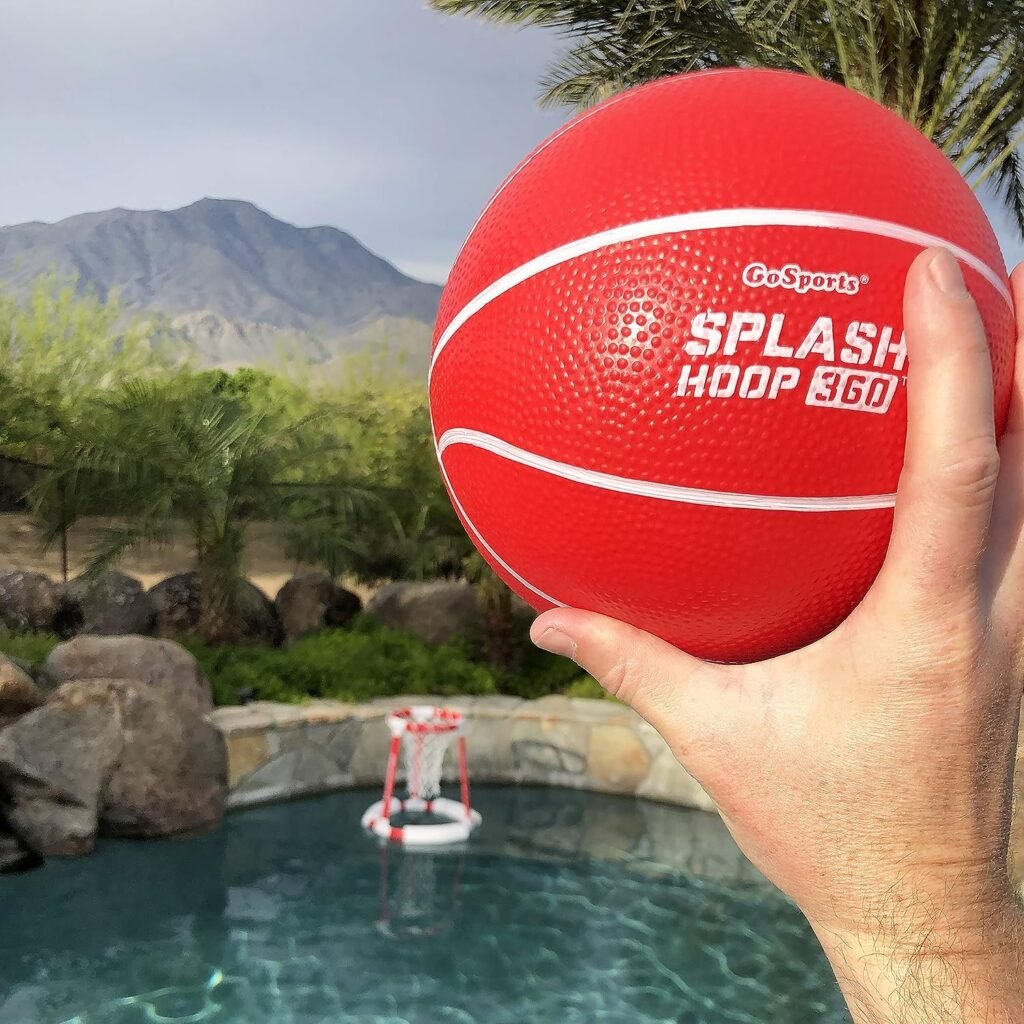 GoSports Splash Hoop 360 Floating Pool Basketball Game | Includes Hoop, 2 Balls and Pump