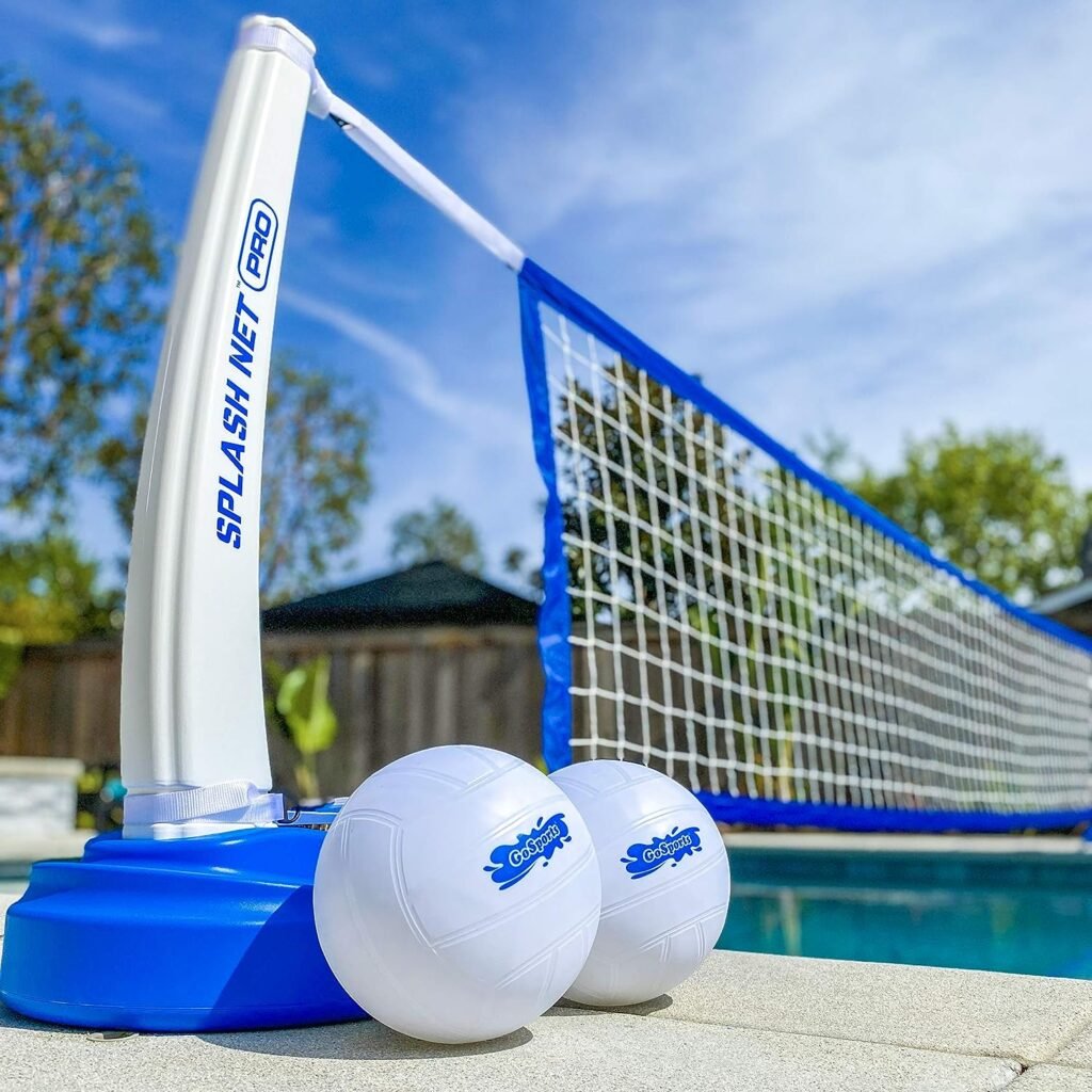GoSports Splash Net PRO Pool Volleyball Net Includes 2 Water Volleyballs and Pump