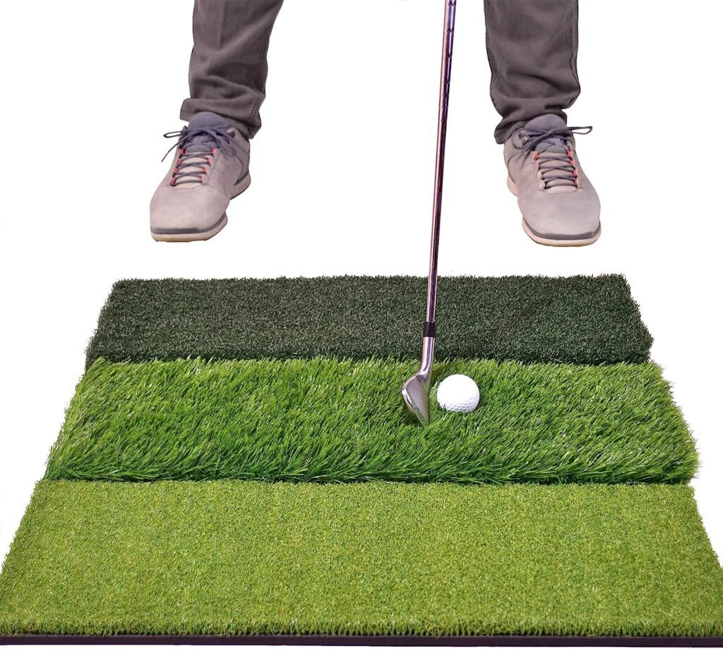 GoSports Tri-Turf XL Golf Practice Hitting Mat - Huge 24 Inch x 24 Inch for Optimal Practice