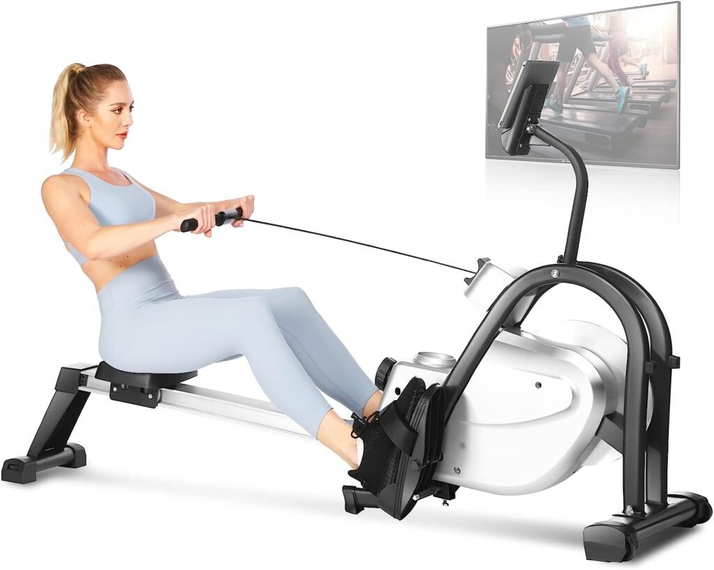 HIROLLOP Rowing Machines for Home Use, Magnetic Folding Rowing Machines 265 LB Weight Capacity, Hyper-Quiet Compact Foldable Rower Machine with 10 Level Resistance, LCD Monitor, and Tablet Holder