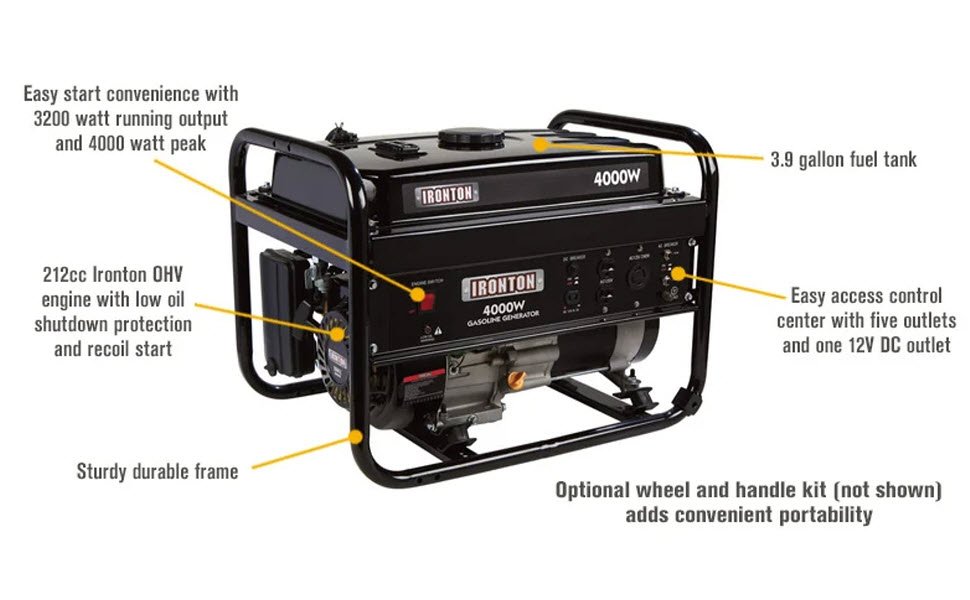Ironton Portable Generator - 4000 Surge Watts, 3200 Rated Watts