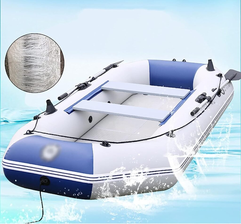 MINDONG HZH Inflatable Boat Canoe, Raft Inflatable Kayak with Air Pump Rope Paddle, Rubber Dinghy Adults and Kids, Portable Fishing Inflatable Boat