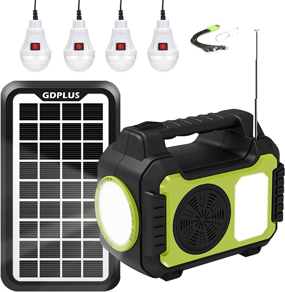 Solar Generator,Portable Power Station 12000mAh,Solar Powered Generator for Camping,Power Generator with Solar Panel,Flashlights, Camp Lamps, USB DC Outlets for Outdoor, Emergency Power Supply(Green)