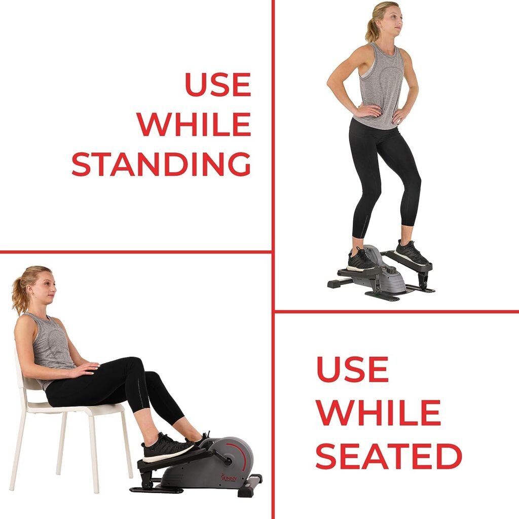 Sunny Health  Fitness Magnetic Underdesk/Standing Portable Elliptical Machine with Optional Handlebars or Resistance Bands