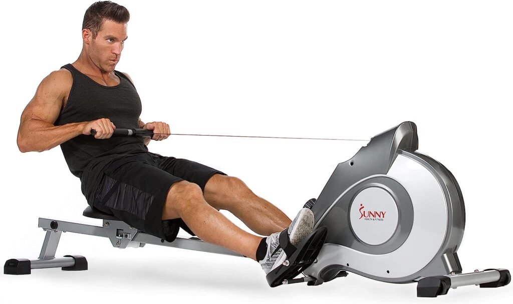 Sunny Health  Fitness Smart Magnetic Rowing Machine with Extended Slide Rail with Optional Exclusive SunnyFitÂ® App Enhanced Bluetooth Connectivity