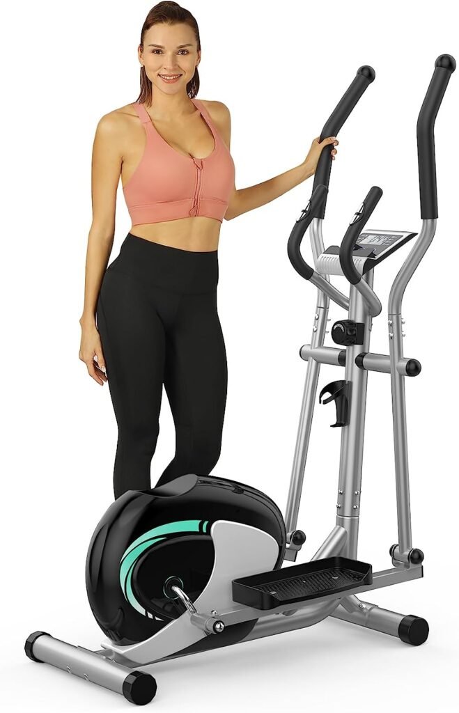 THERUN Elliptical Machines for Home Use, Ultra Quiet Magnetic Elliptical Trainer Exercise Machine, 8 Levels Adjustable Resistance Elliptical Training Machine w/LCD Monitor, Pulse Sensor