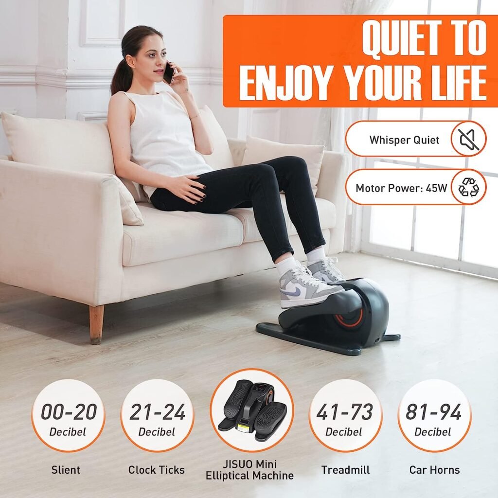 Under Desk Elliptical Machine, Mini Compact Elliptical Machine with Non-Slip Pedal, Display Monitor and Remote Control, Elliptical Pedal Exerciser for Seniors Adults and Teens