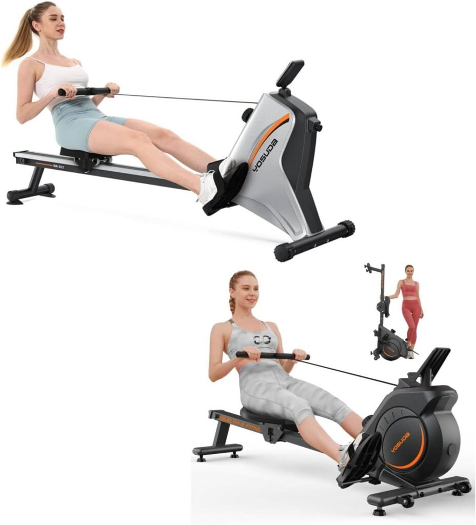 YOSUDA Magnetic Rowing Machine, Compact Rower for Home Use with LCD Monitor and Comfortable Seat Cushion