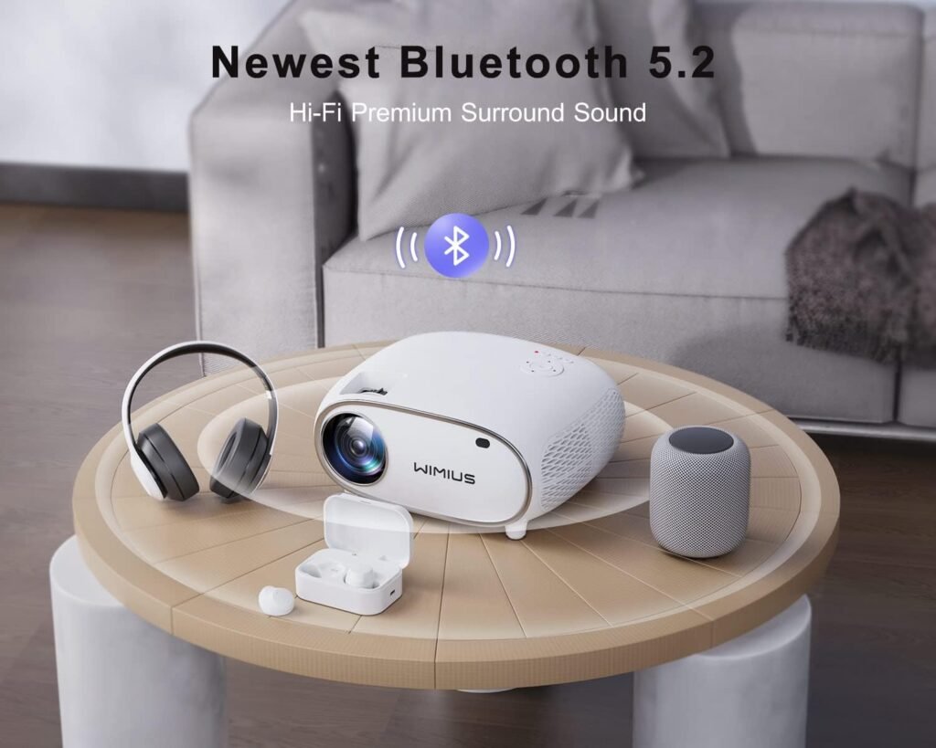 4K Projector with WiFi and Bluetooth 5.2, WiMiUS Newest P60 480 ANSI Lumens Portable Projector Dust Proof Supports 4P/4D Keystone, 50% Zoom, PPT, 200000H LED for Smartphone, Laptop, PS5, TV Stick