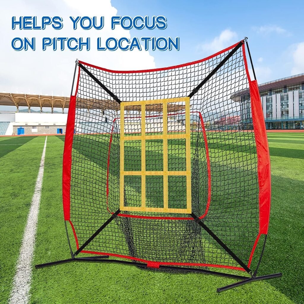 Adjustable Strike Zone Target For Baseball Net, 9 Pocket Softball Baseball Pitching Target Practice For Throwing Hitting Batting Catching Accuracy, Baseball Training Equipment For 6x6 7x7 Or 8x8ft Nets