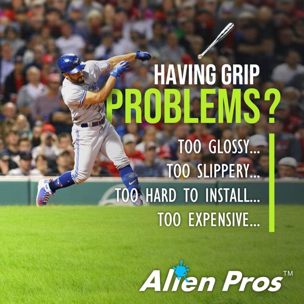 Alien Pros Baseball Bat Grip Tape - 0.5mm Precut Tacky Wrap For Wood & Aluminum Bats | Easy Install, Improves Control, Variety Of Colors/Designs