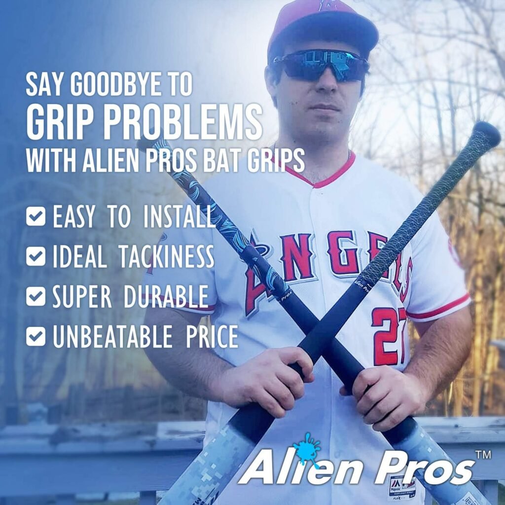 ALIEN PROS Bat Grip Tape for Baseball (2 Grips/4 Grips) – 1.1 mm Precut and Pro Feel Bat Tape – Replacement for Old Baseball bat Grip – Wrap Your Bat for an Epic Home Run (2 Grips/4 Grips)