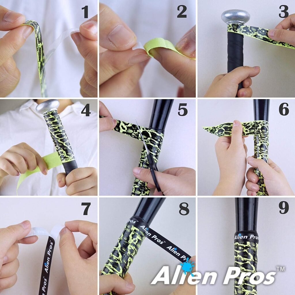 ALIEN PROS Bat Grip Tape for Baseball (2 Grips/4 Grips) – 1.1 mm Precut and Pro Feel Bat Tape – Replacement for Old Baseball bat Grip – Wrap Your Bat for an Epic Home Run (2 Grips/4 Grips)