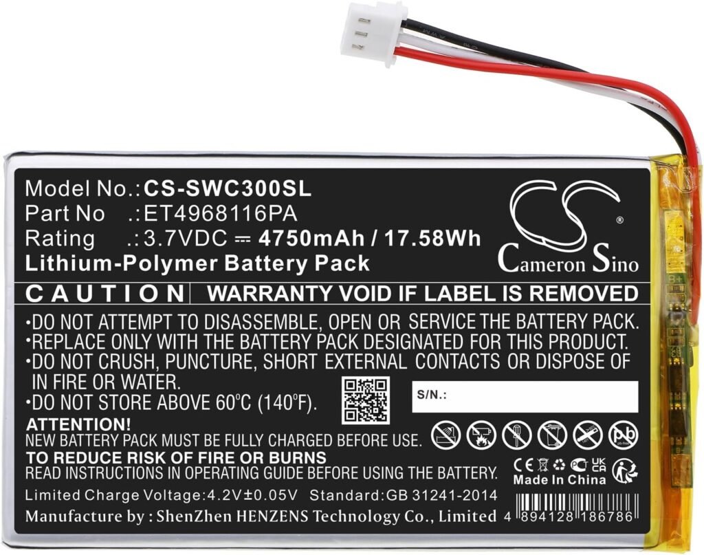 CS BATTERY Replacement Battery for Swing Caddie SC300 SC300 Portable Golf Launch Monitor  Trainer ET4968116PA 4750mAh