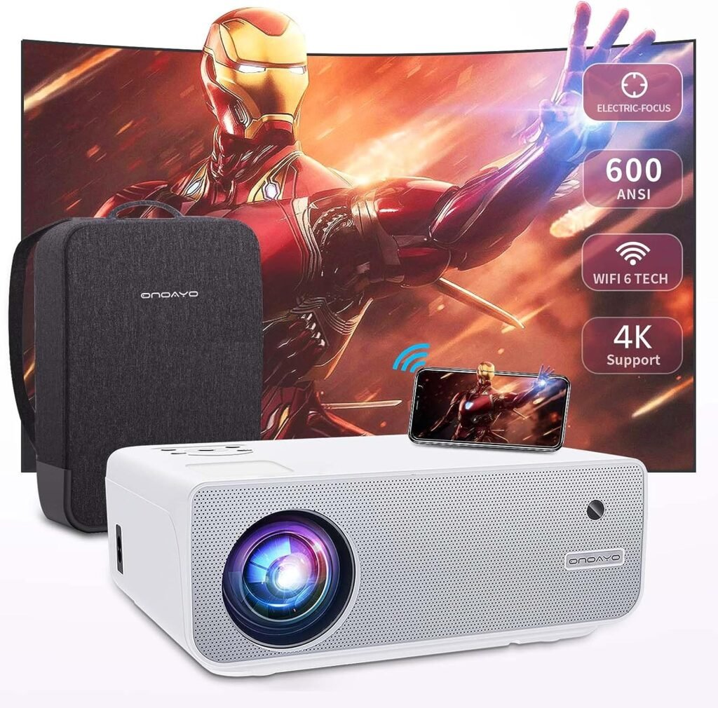 [Electric-Focus] Outdoor Projector: ONOAYO Projector 4K Supported 600ANSI 20000 LUMENS, 1080P Movie Projector for Outdoor Use with WiFi Bluetooth, Compatible with iOS/Android/PC/PS4/TV Stick/HDMI/USB