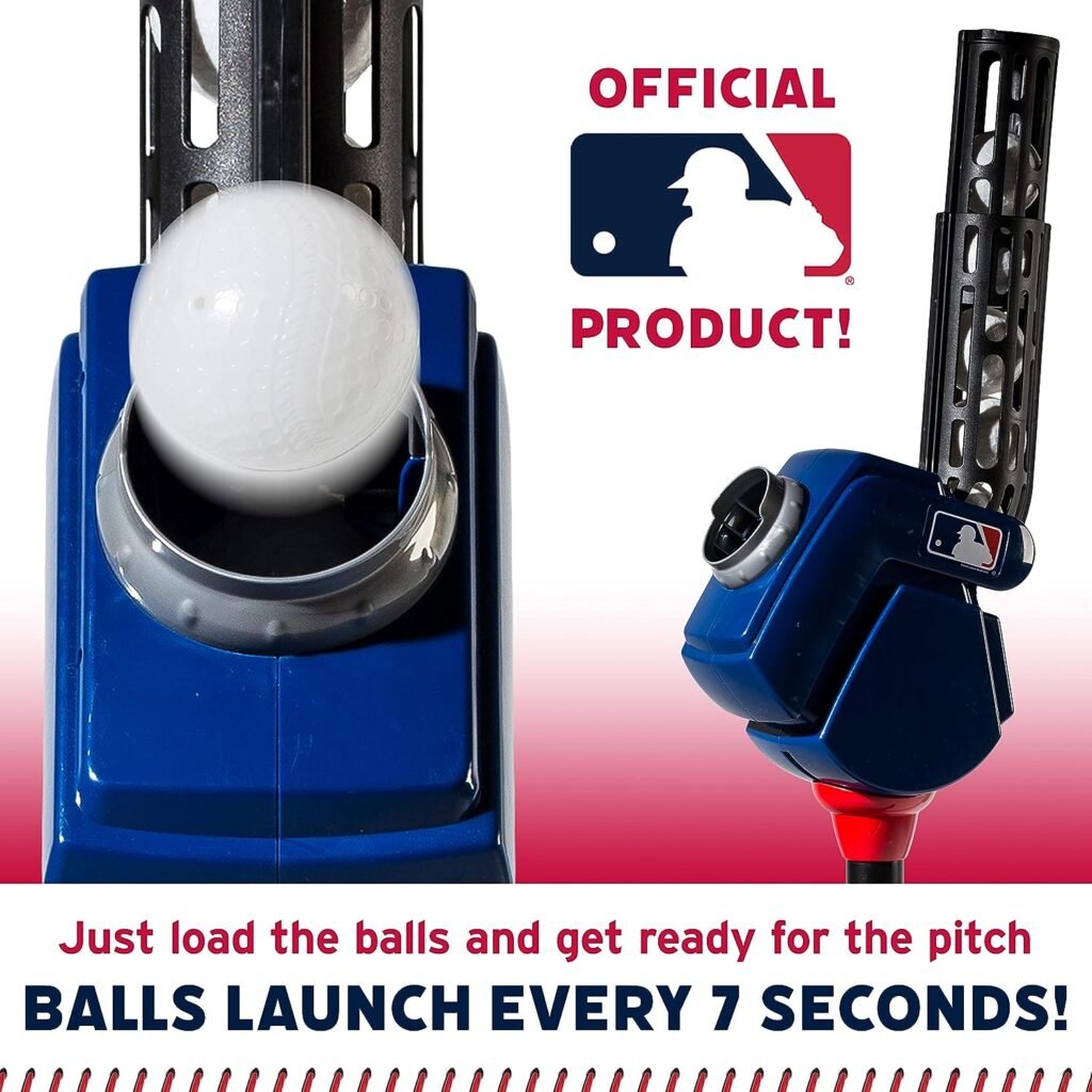 Franklin Sports Baseball Pitching Machine - Adjustable Baseball Hitting  Fielding Practice Machine For Kids - with 6 Baseballs - Great For Practice,Blue
