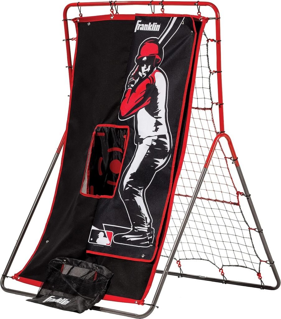 Franklin Sports Baseball Pitching Target and Rebounder Net - 2-in-1 Switch Hitter Pitch Trainer + Pitchback Net - Pitching Target with Hitter + Strikezone