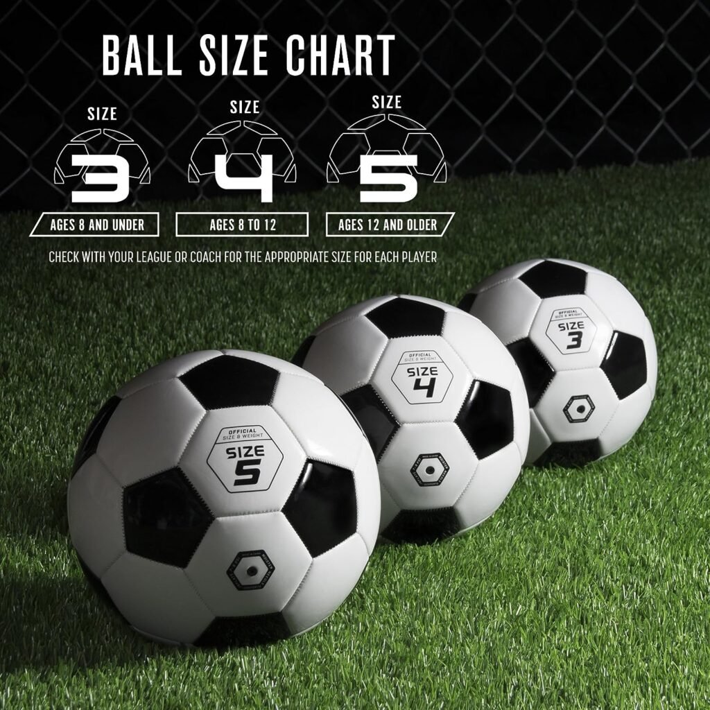 GoSports Classic Soccer Ball with Premium Pump - Available as Single Balls or 6 Pack - Choose Your Size