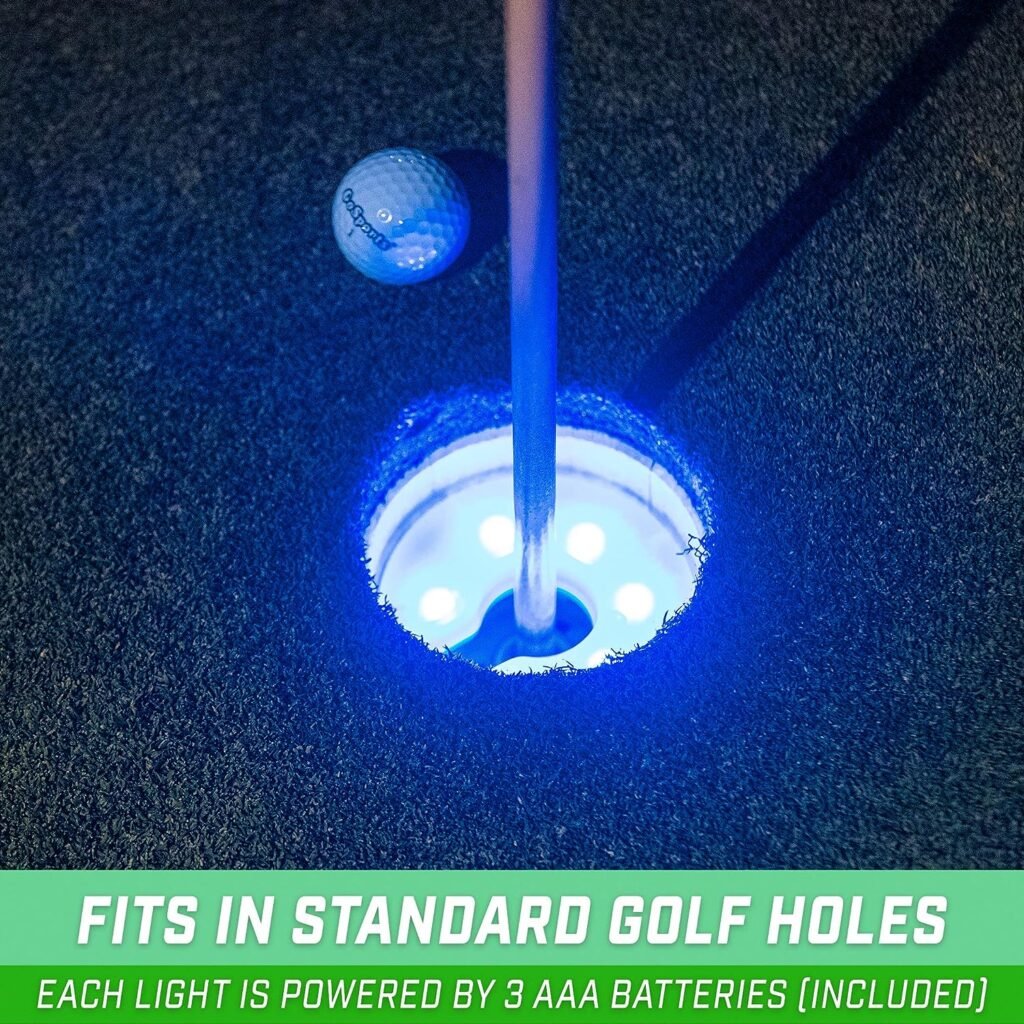 GoSports Light Up Golf Hole Lights 3 Pack - Great for Low Light Golf Play, Putting Practice, Chipping Practice and More