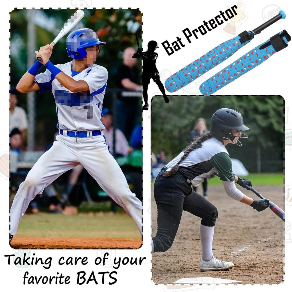 ILHSTY 1/2 Pack Bat Protector Sleeve for Baseball Softball, Bat Warmer Baseball Bat Sleeve Bag Protector Bat Cover With Hook