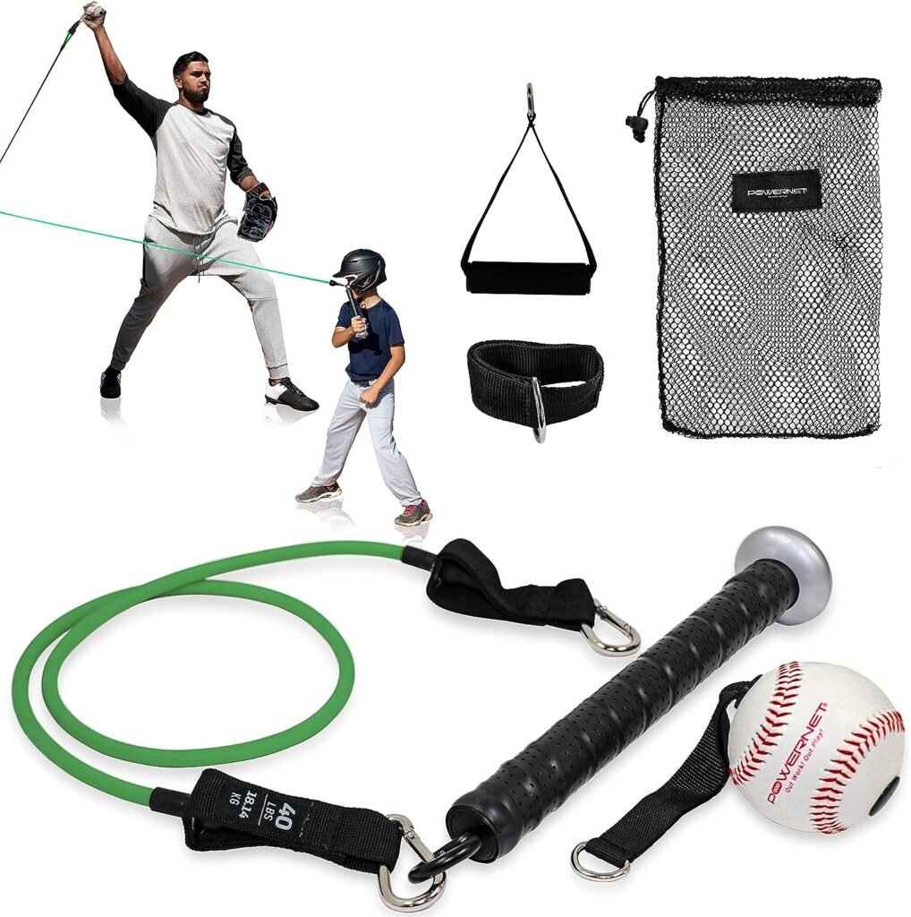PowerNet Bat Handle Resistance Trainer | Baseball Softball Training Aid | Includes Interchangeable Grips to Build Arm Strength | Great to Warm-Up or Cool Down