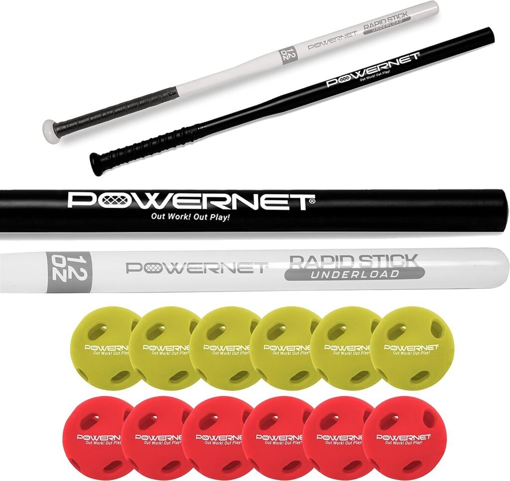 PowerNet Overload and Underload Training Bats | Rapid Stick or Overload Bat | Slim Barrel Design | Build Hand-Eye Coordination