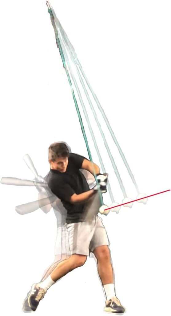 The Hitting Rope Baseball Bat Training Aid - Batting Trainer System - Combines Tee and Front Toss Into One Easy Drill - Develop Skills to Hit Baseball and Softball