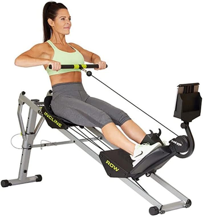 Total Gym Ergonomic Folding Incline Rowing Machine with 6 Levels of Resistance and Over 20 Workouts for Cardio and Strength Training