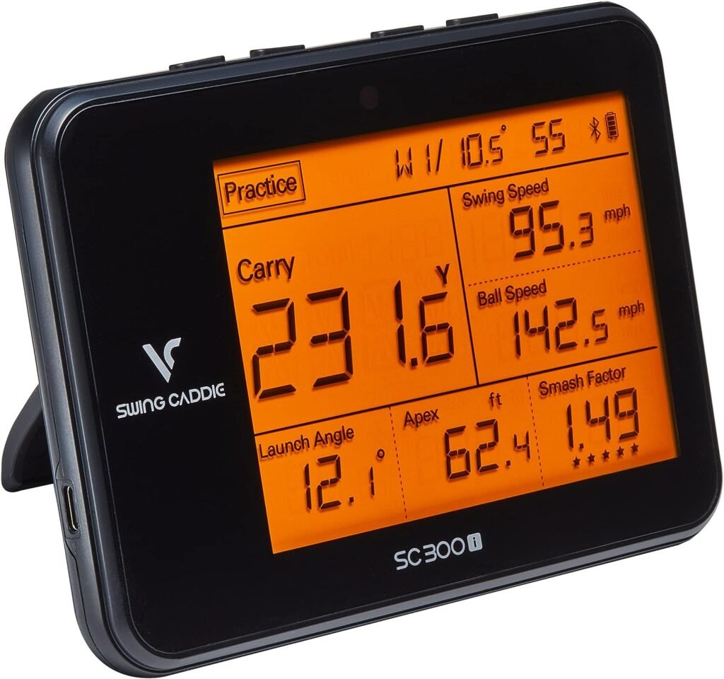 Voice Caddie SC300i Swing Caddie Portable Bluetooth Golf Launch Monitor | Doppler Radar Technology with Carry, Total Distance, Ball  Swing Speed, Launch Angle, Max Height with Signature Series Cloth