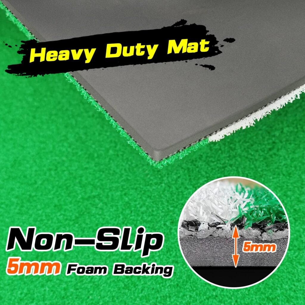 Beoub Heavy Duty Batting Mat Portable Baseball Softball Inlaid Home Plate Hitting Mats Batters Box Turf Matt Non-Slip Foam Backing for Home Cage Floors Garage Backyard Indoor Outdoor with Carry Strap