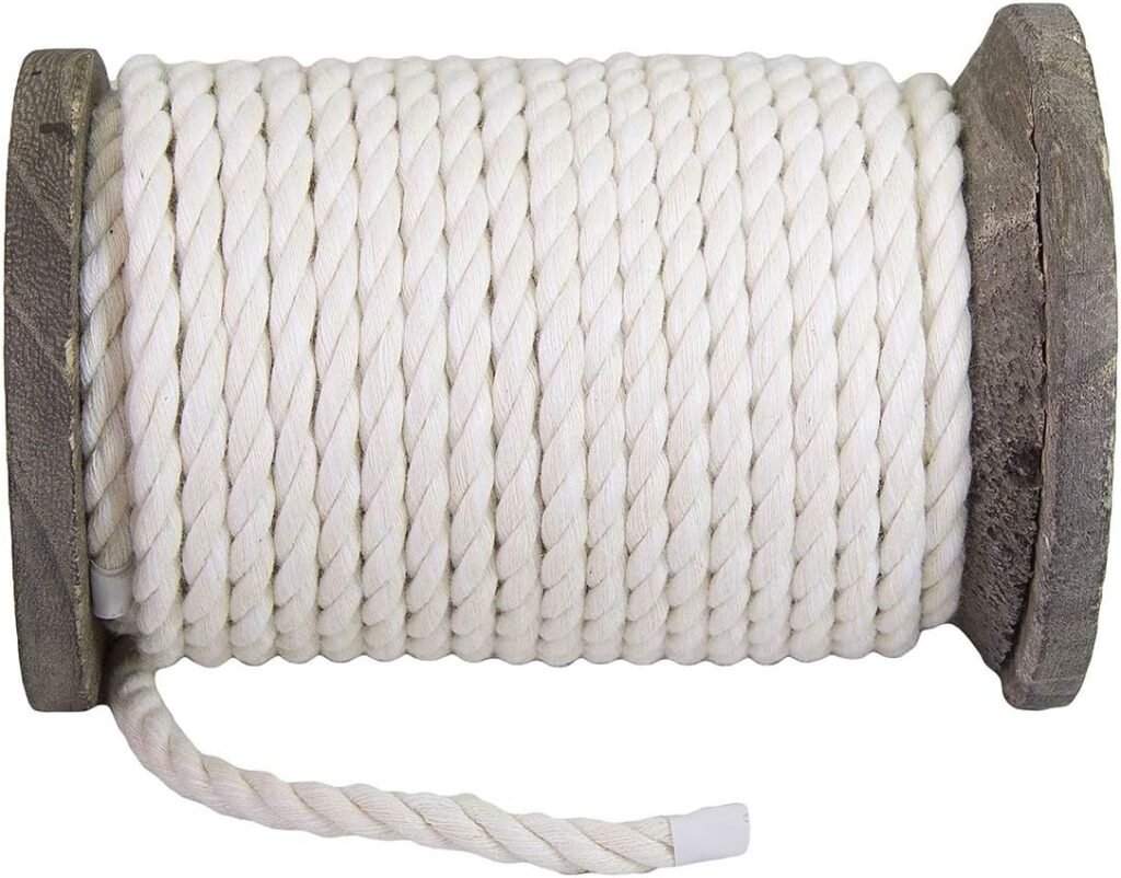 Ravenox Natural Twisted Cotton Rope | Made in The USA | Strong Triple-Strand Cordage for Sports, Décor, Pet Toys, Crafts, Macramé  Indoor Outdoor Use| by The Foot  Diameter (Multiple Color)