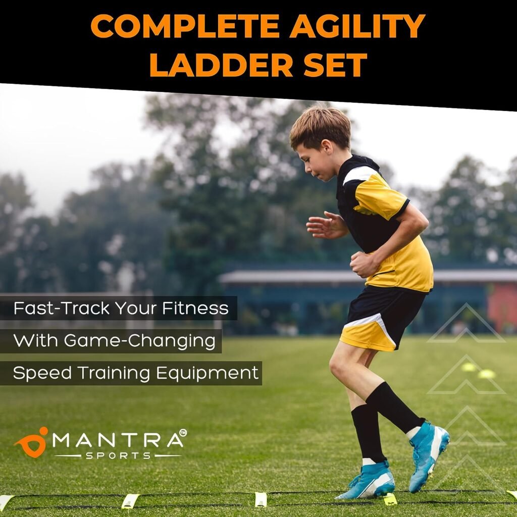 Soccer Training Agility Ladder Set, Basketball Training Ladder with Cones, Workout Ladder Drills Speed Training Kit, Fitness Ladder for Ground Footwork, Football Training Equipment for Kids  Adults