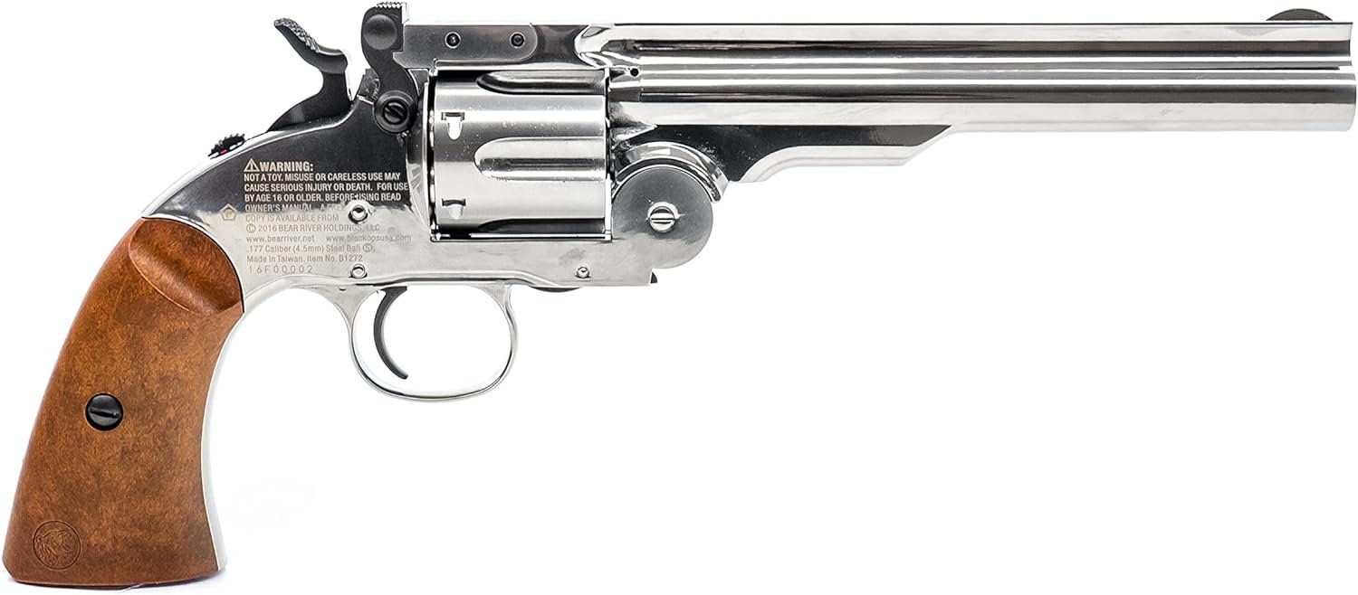 Bear River Airgun Schofield No. 3 Revolver .177 Ammo BB/Pellet Co2 Revolver Nickle Finish