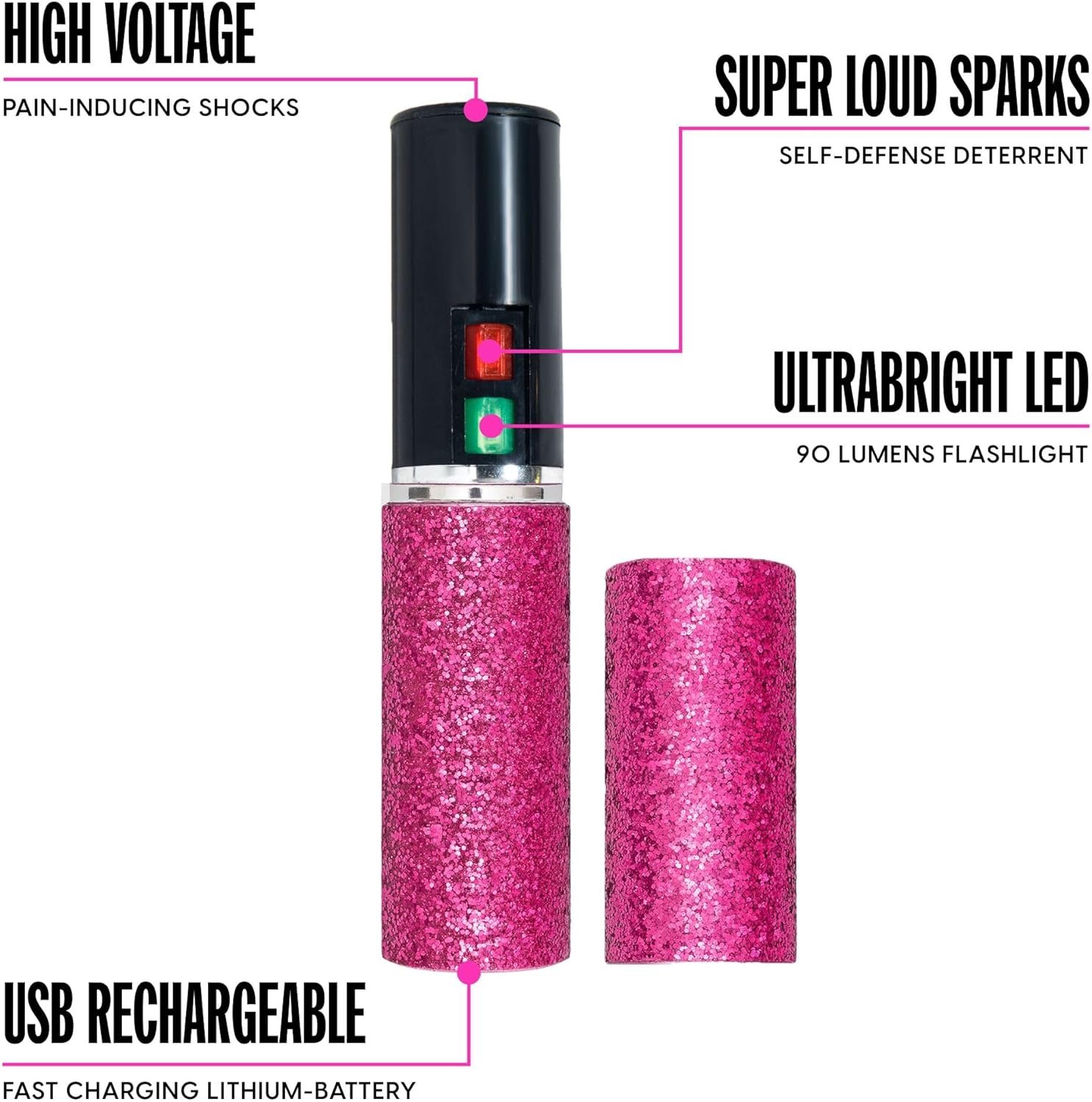 BLINGSTING Mini Lipstick Stun Gun for Women Self Defense with Flashlight  USB Rechargeable Battery