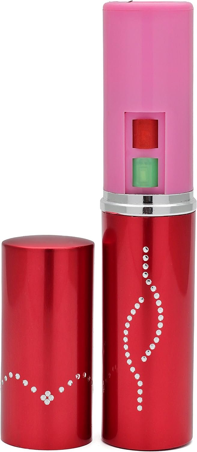 Foxfend Spark Lipstick Stun Gun Women Self Defense Bright Led Flashlight - Rechargeable Battery (Red)