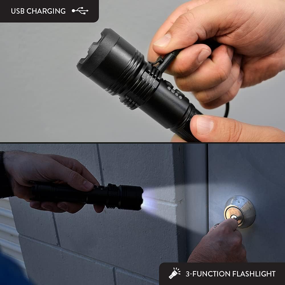 GUARD DOG SECURITY LightSafer Stun Gun with LED Flashlight - Police Strength Stun Gun with Concealed Prong Technology - Rechargeable with Charging Indicator