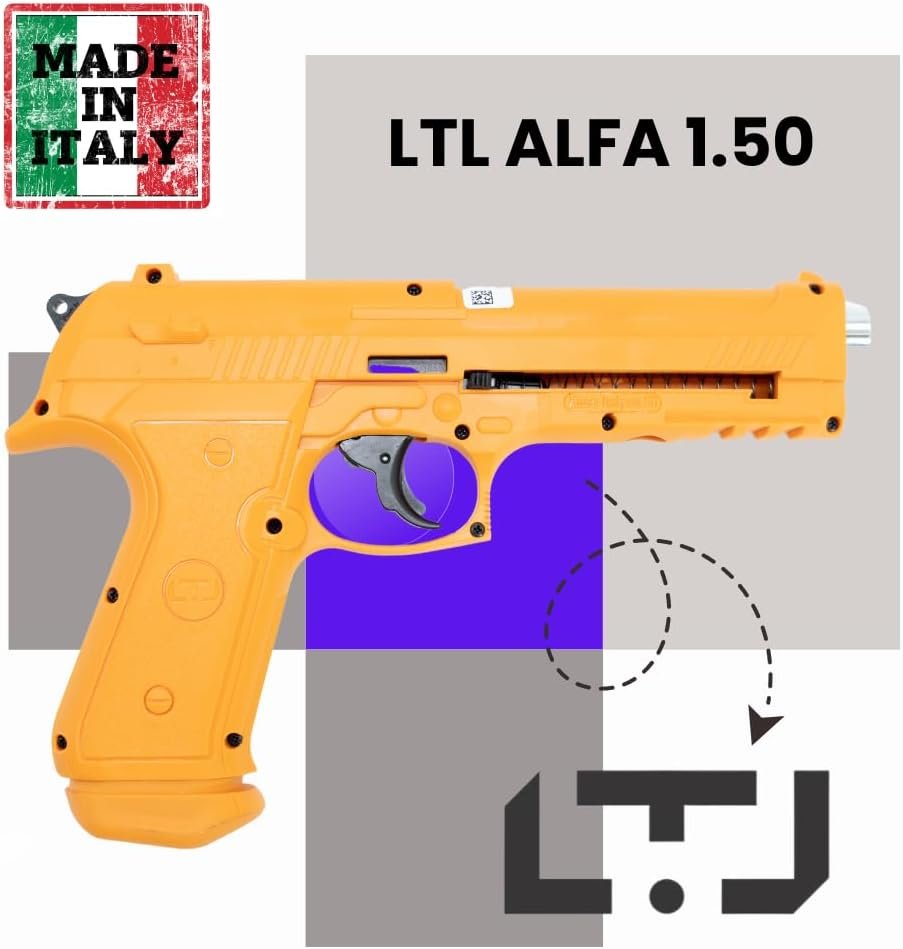 LTL Alfa 1.50 Orange Full Power Air Gun | Non-Lethal Defense Training and Self-Defense Air Pistol | Pepper Balls and Rubber Ball Gun | 18 Joules and .50 Caliber | LTL Zulu 2.1G Rubber Balls Included