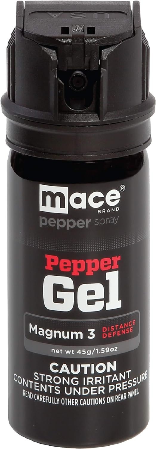 Mace Brand Pepper Gel, Magnum 3, Magnum 4, Magnum 9, or Night Defender with LED Light, Black